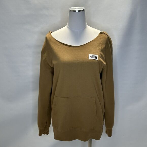 The North Face Women’s L Heritage Patch Collarless Sweatshirt Almond Butter Tan - Picture 1 of 9